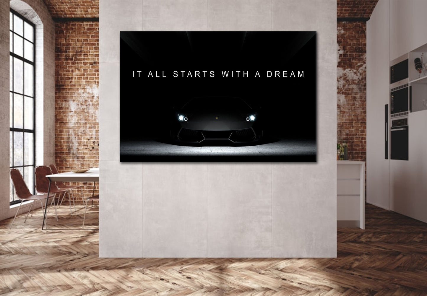 Wandbild Auto Sportwagen Motivation It All Starts With A Dream