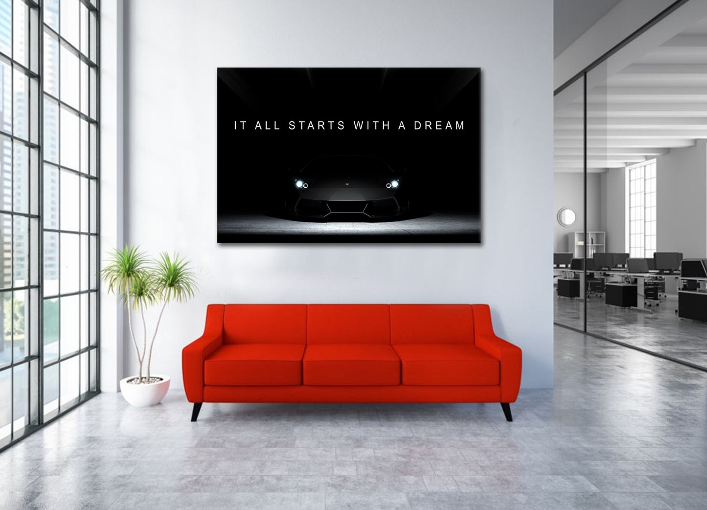 Wandbild Auto Sportwagen Motivation It All Starts With A Dream