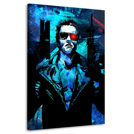 Arnold Style Wandbild mit Film Cyborg im Pop Art Stil