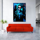 Film Cyborg Porträt in Blau und Rot als Acrylglasbild