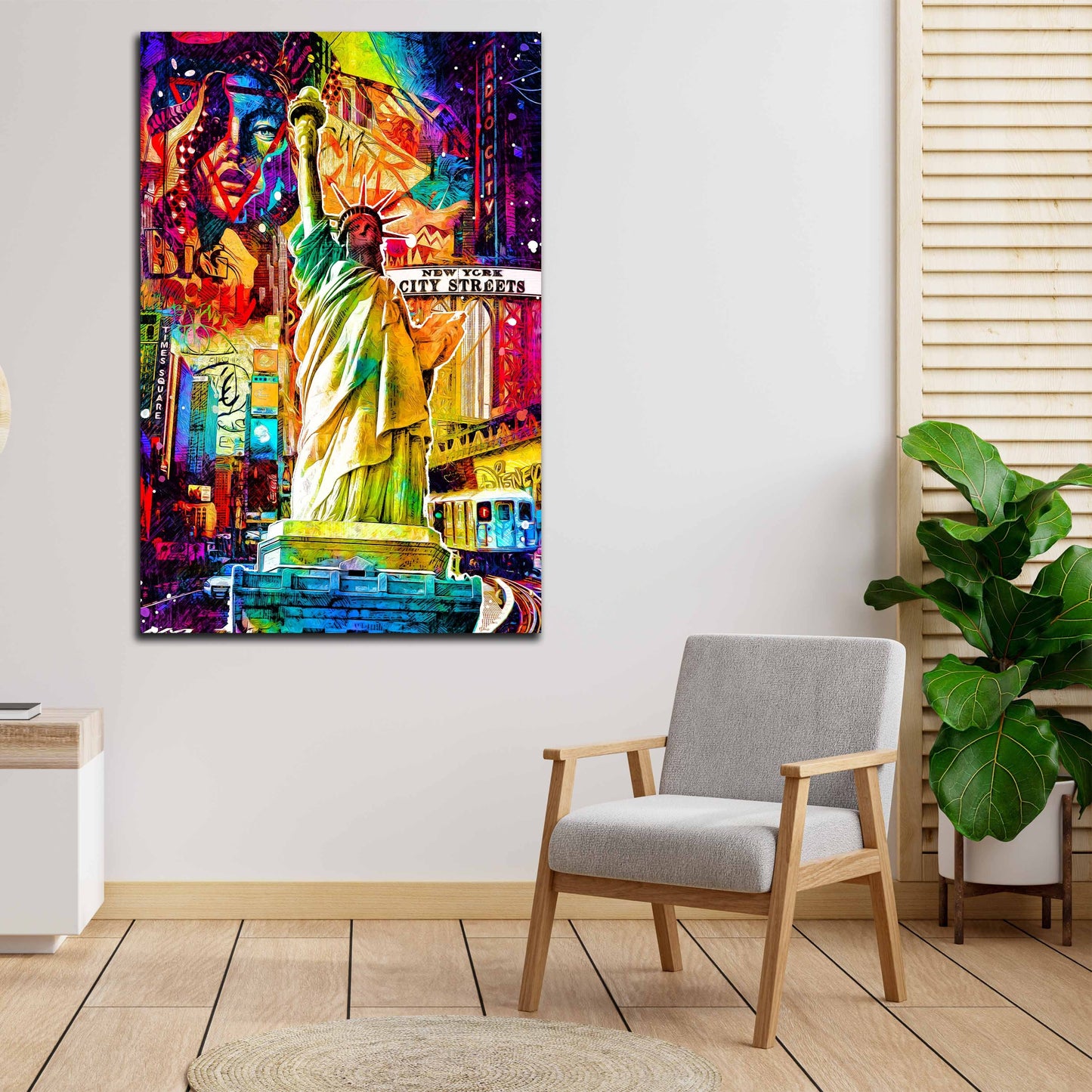 New Yorker Straßen im Pop Art Style auf Alu-Dibond im Wohnraum