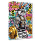 Muskulöser Comic Hase mit goldener Langhantel Fitness Wandbild