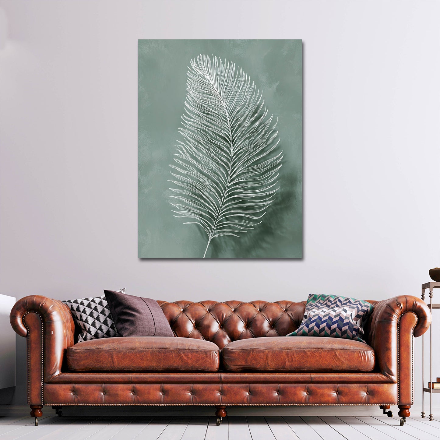 Naturmotiv Palmblatt minimalistisch grün Wandbild