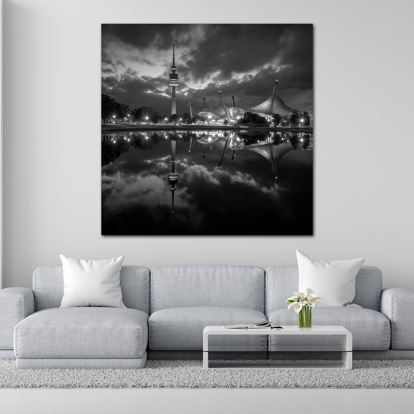 Olympiapark München schwarz weiß Wandbild