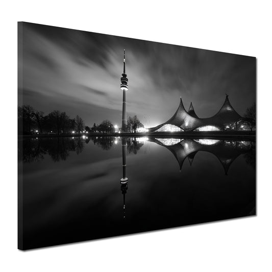 Olympiaturm München schwarz weiß Wandbild