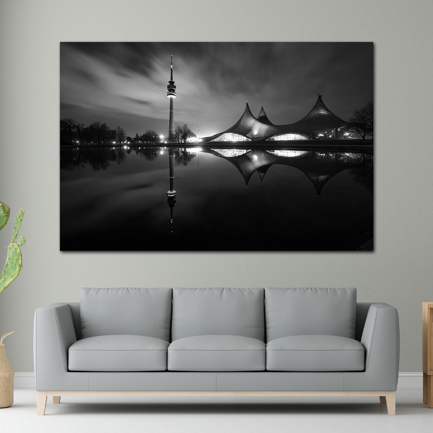 Olympiaturm München schwarz weiß Wandbild
