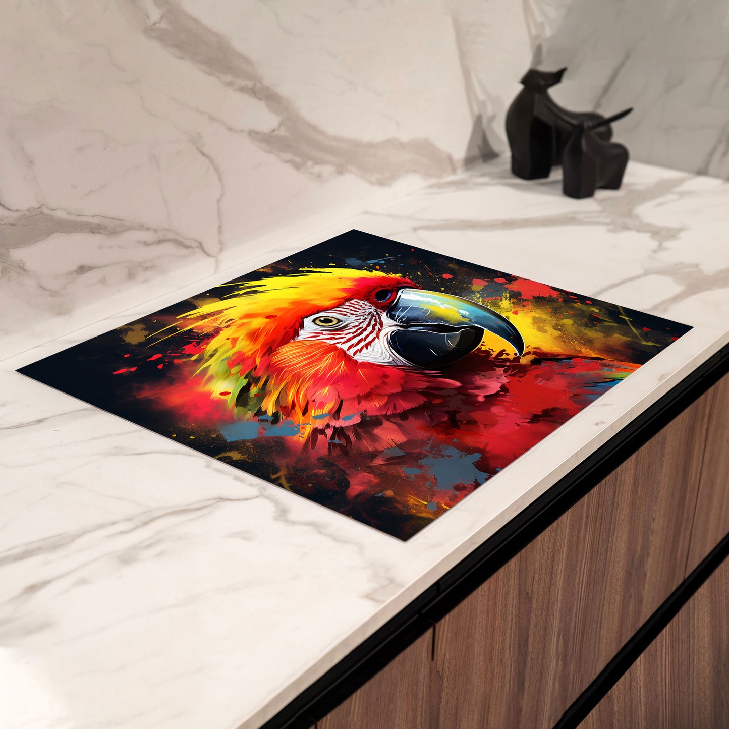 Papagei Pop Art Herdabdeckplatte Induktionsschutz für Ceranfeld & Küche Deko