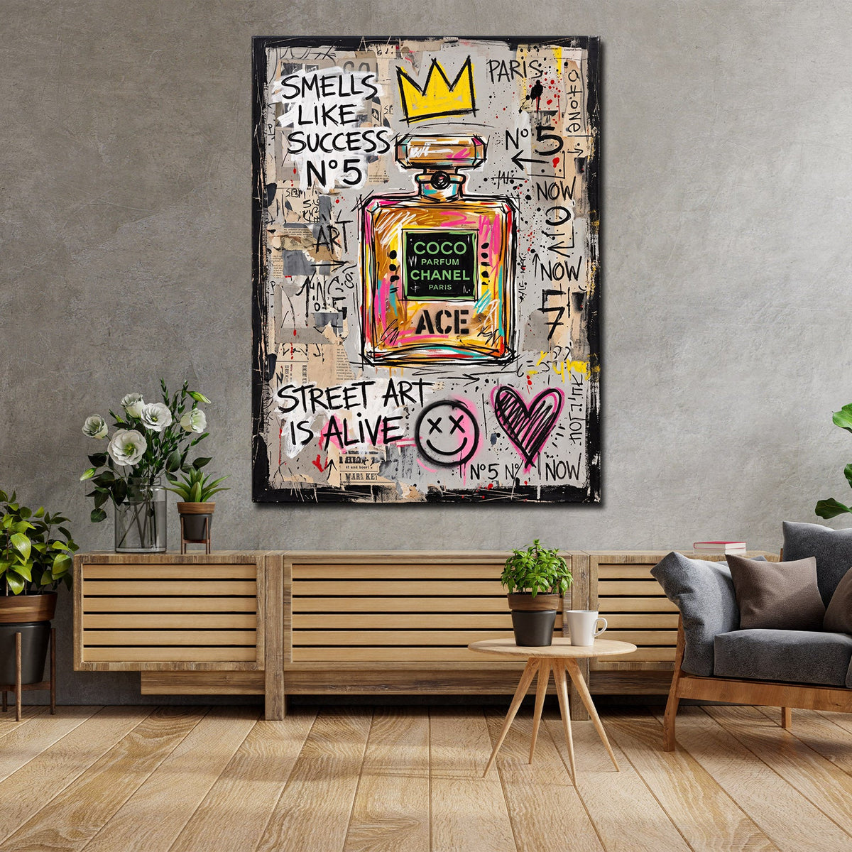 Parfümflakon Smells Like Success Wandbild an der Wand im Raum
