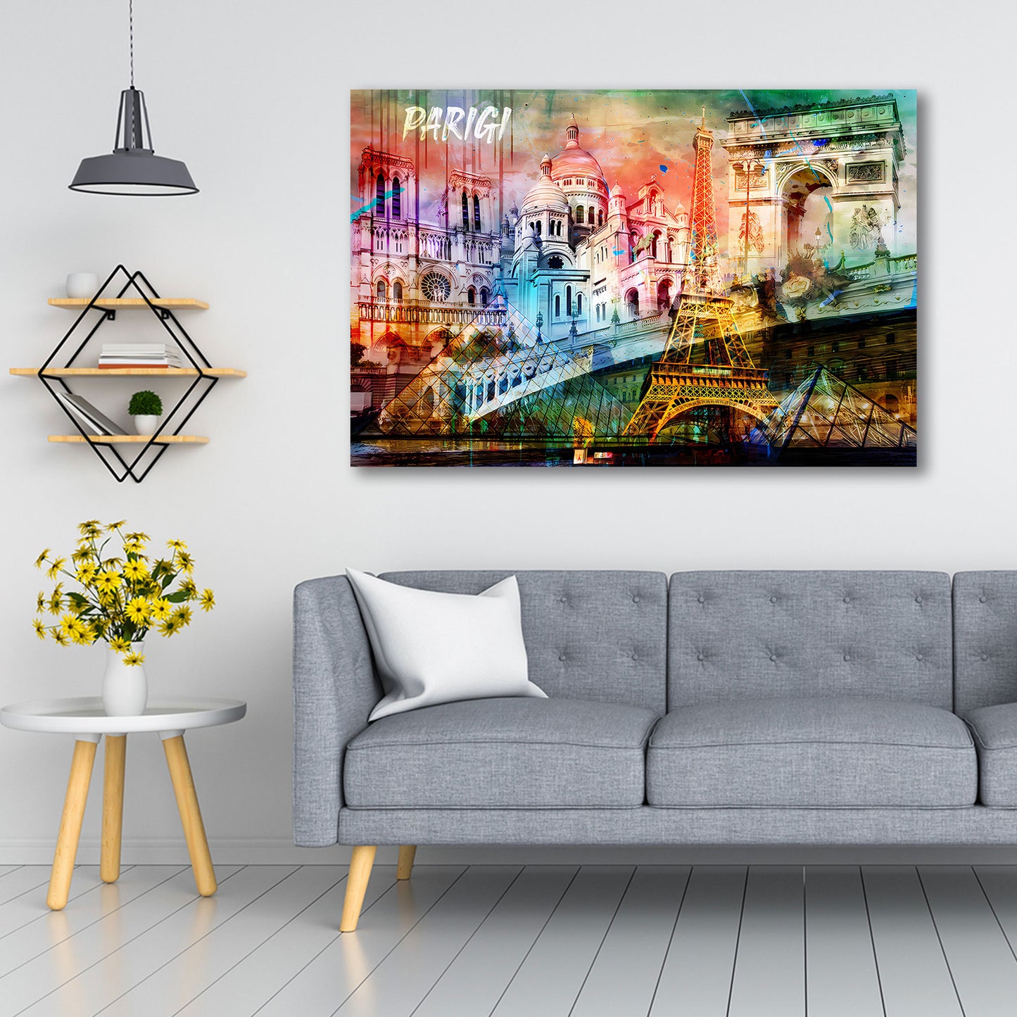 Paris Eiffelturm Louvre Sacré Cœur Notre Dame Wandbild