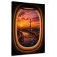 Paris mit Eiffelturm aus dem Flugzeugfenster Wandbild im Hochformat