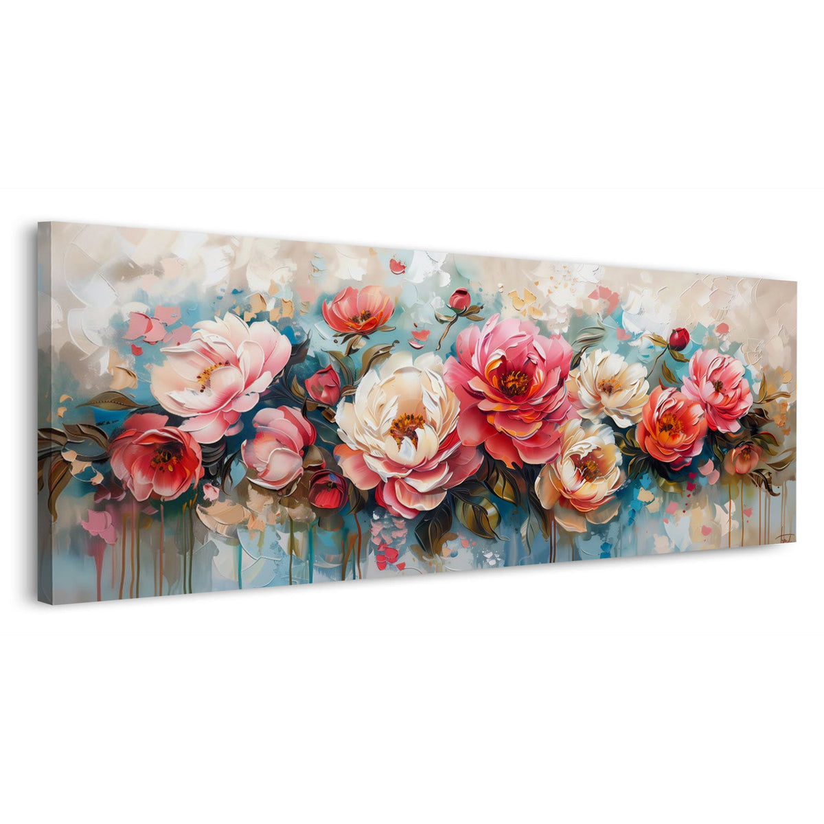 Pfingstrosen in Rosa und Creme Panorama Wandbild