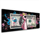 Pink Panther vor Dollarschein auf schwarzem Grund Wandbild