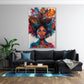 Pop Art afrikanisches Frauenporträt mit buntem Gesicht Wandbild
