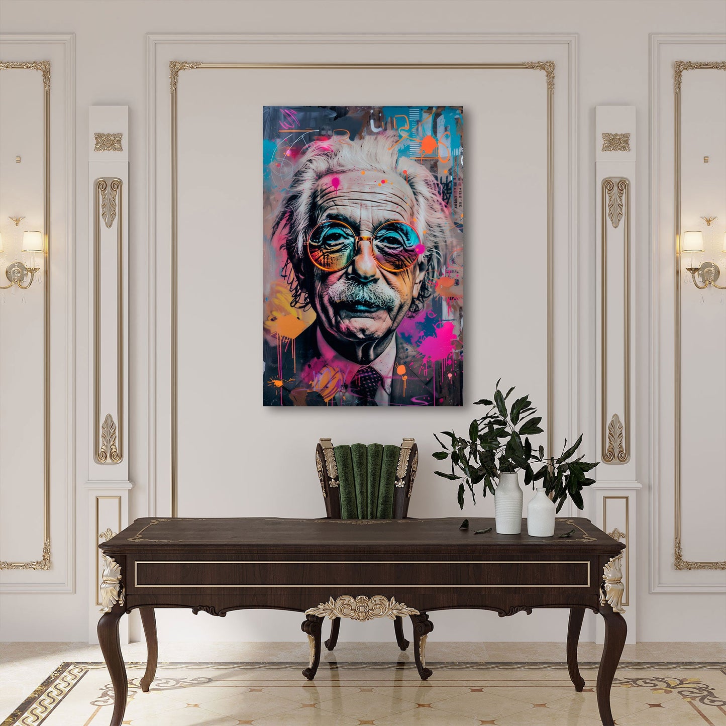 Pop Art Albert als cooler Wissenschaftler Wandbild
