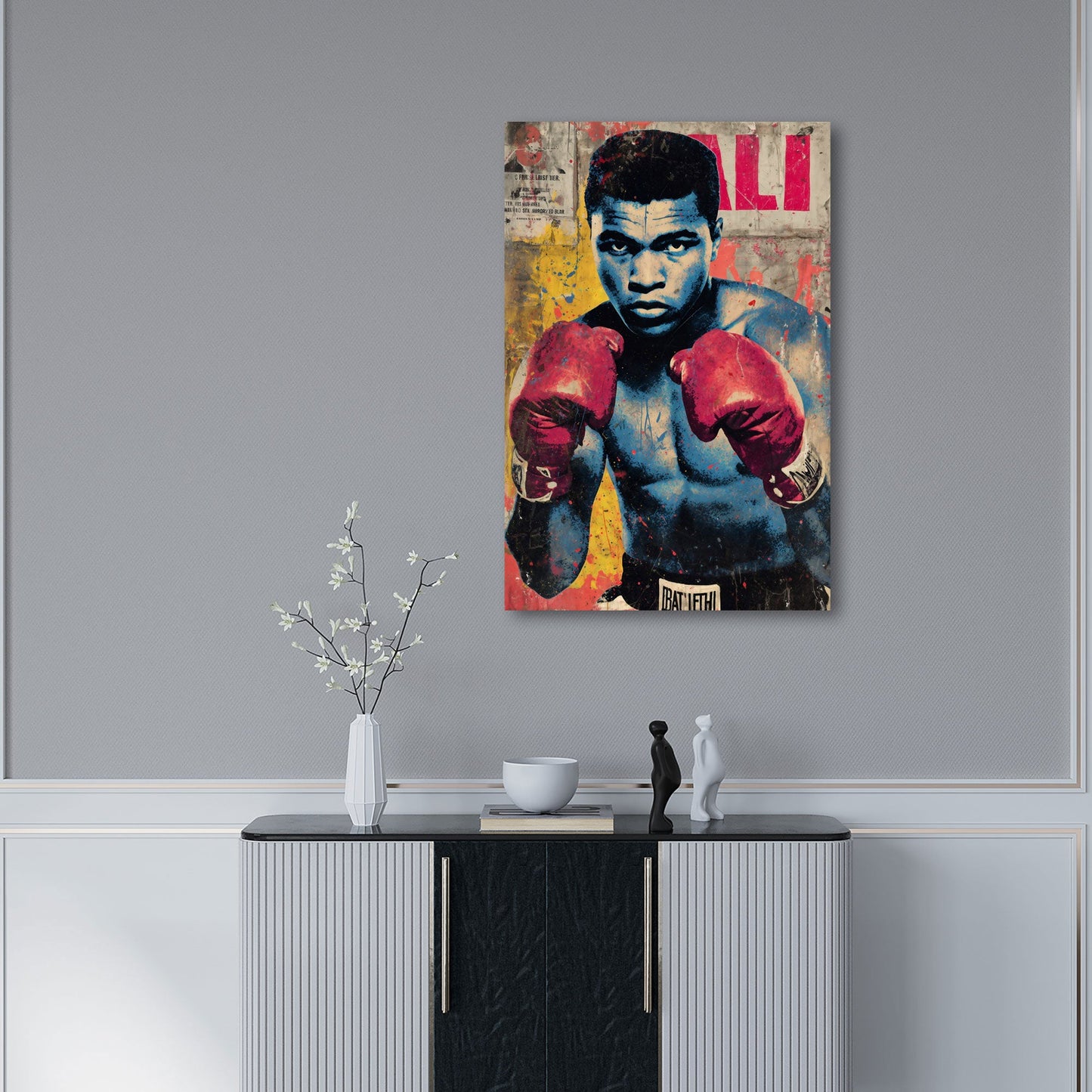 Pop Art Ali als kraftvoller Boxer-Ikone Wandbild