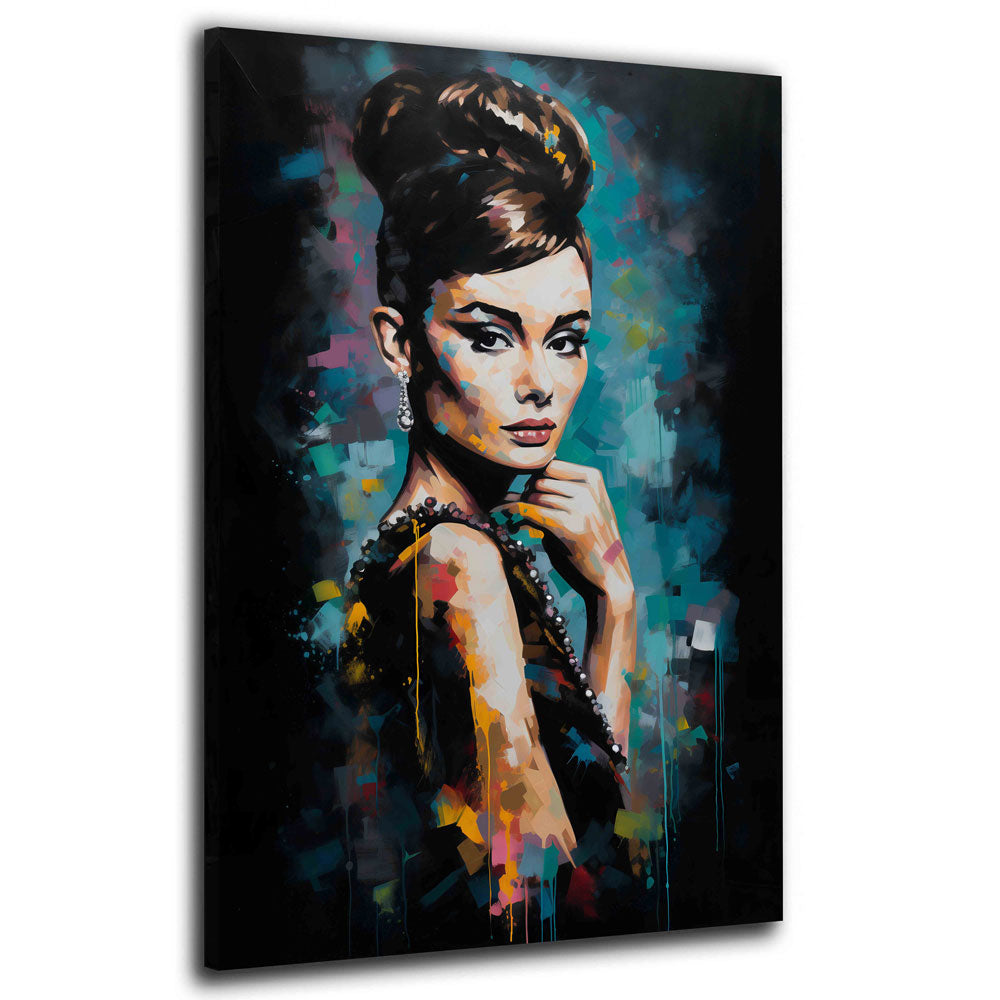 Pop Art Audrey Porträt elegant bunt modern Wandbild
