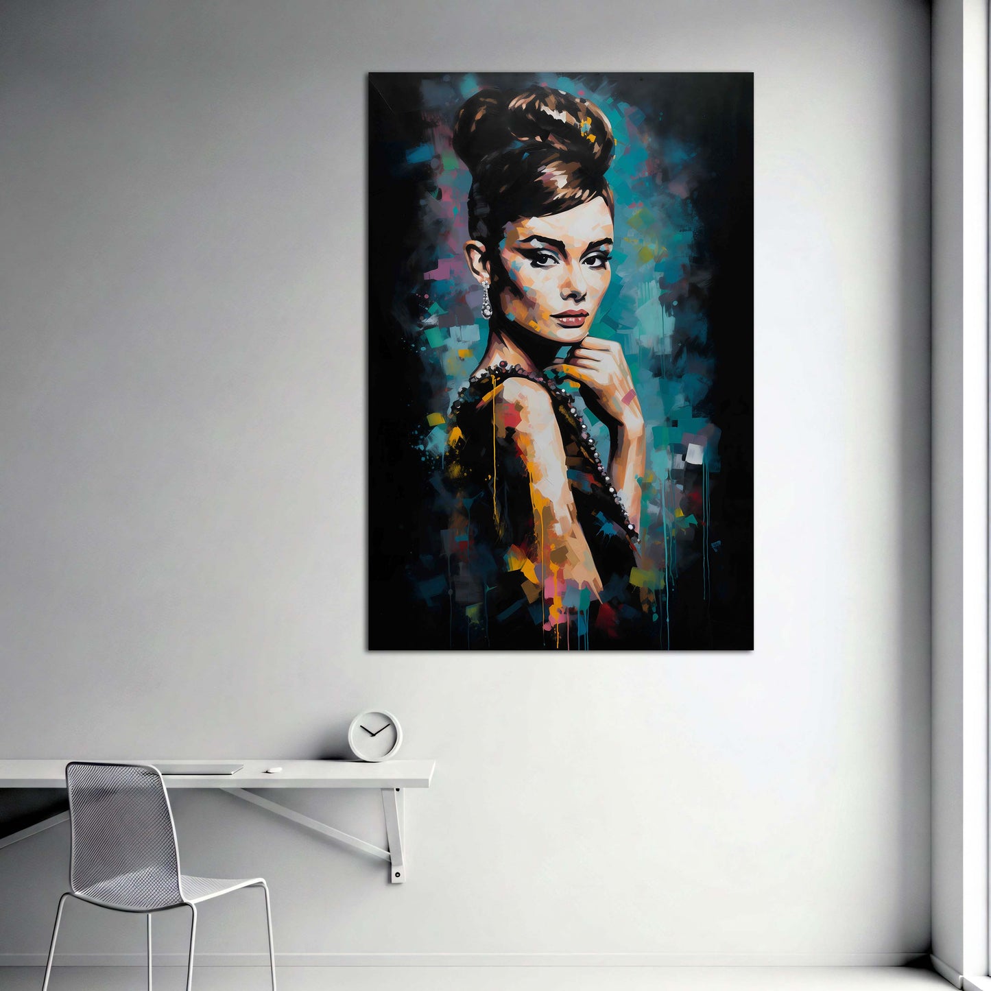 Pop Art Audrey Porträt elegant bunt modern Wandbild
