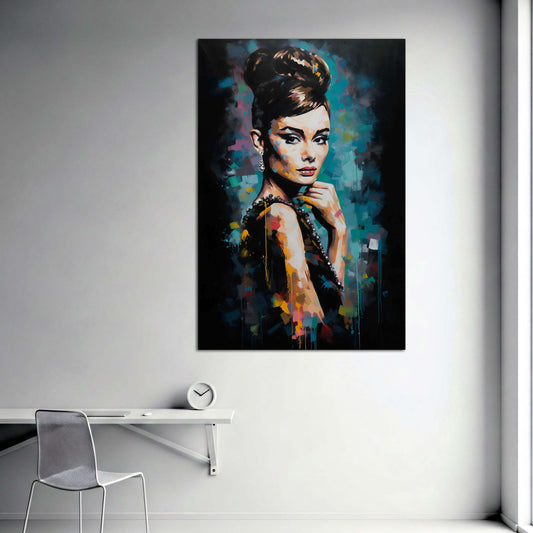 Pop Art Audrey Porträt elegant bunt modern Wandbild