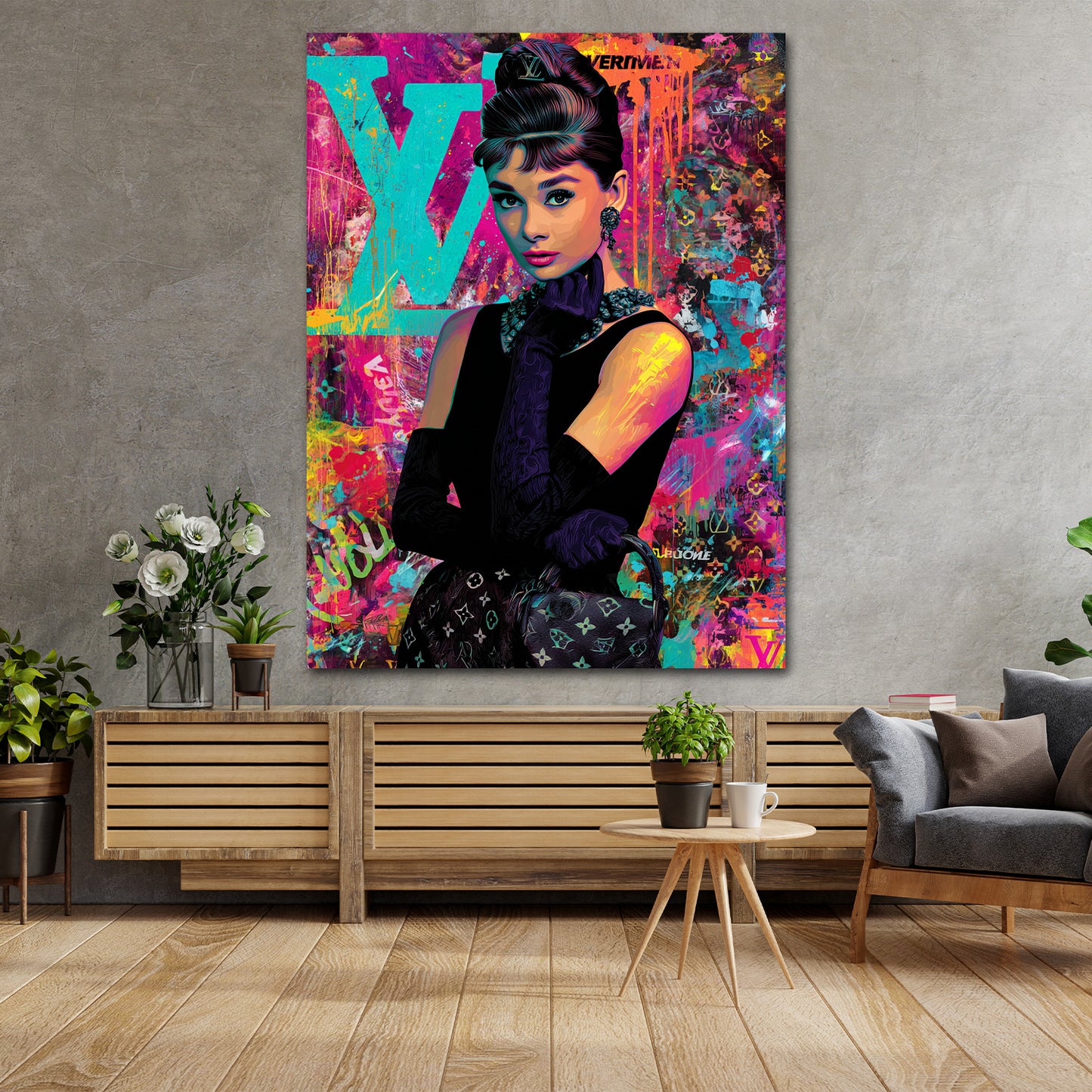 Pop Art Audrey Porträt Luxus Fashion Wandbild