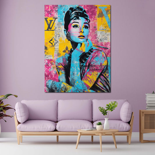 Pop Art Audrey Porträt Vintage Look Wandbild
