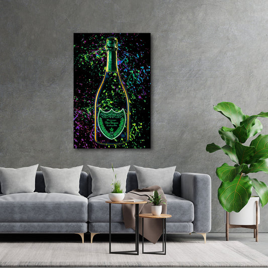 Pop Art Champagner Neon Farben Luxus Wandbild