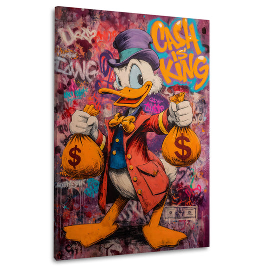 Pop Art Comic Ente Geld Säcke Dollar Cash is King Wandbild
