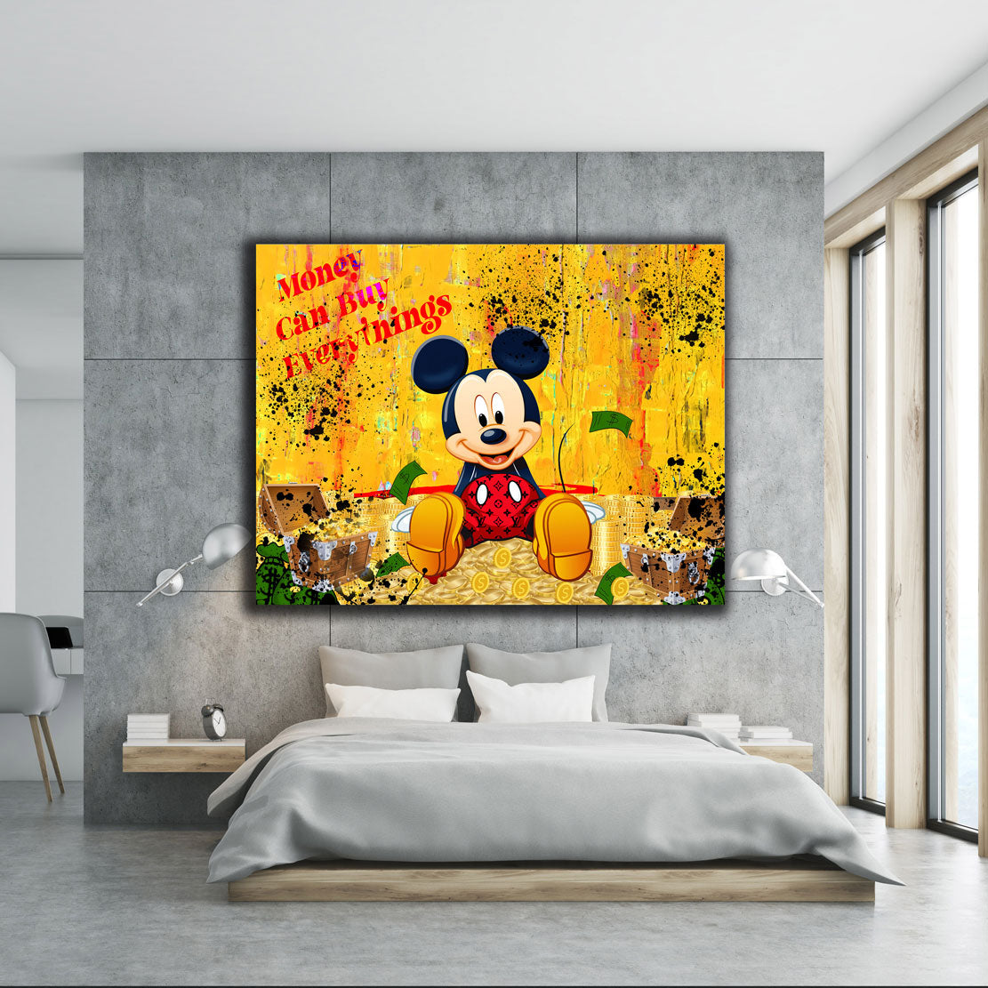 Pop Art Comic Maus Geld Spruch Wandbild