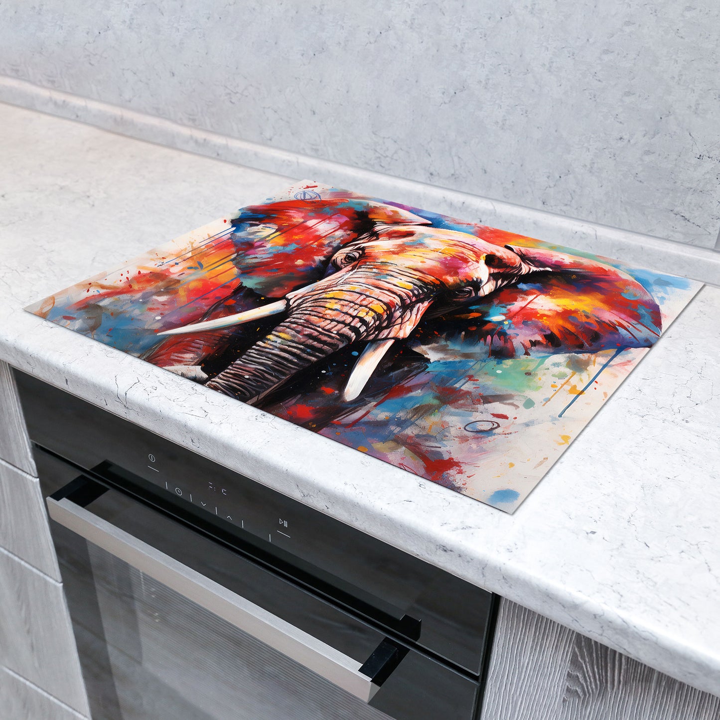 Pop Art Elefant Abstract Herdabdeckplatte Induktionsschutz für Ceranfeld & Küche Deko