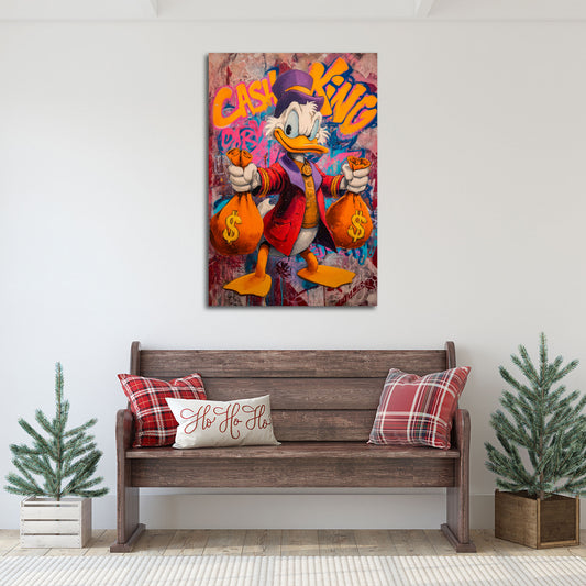 Pop Art Ente Geldsäcke Dollar Cash King Comic Wandbild