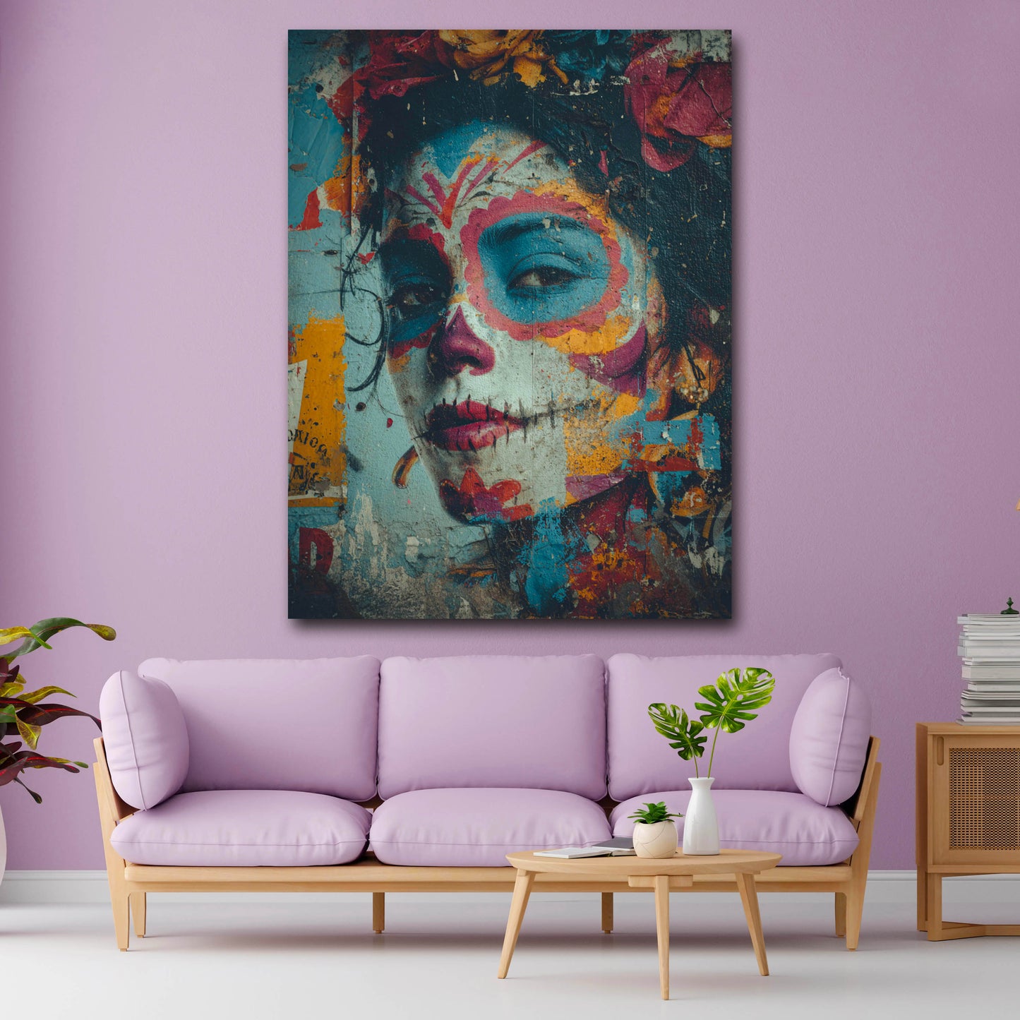 Pop Art Frau Gesicht Día de los Muertos Wandbild