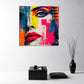 Pop Art Frau Gesicht Porträt Wandbild