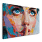 Pop Art Frauen Porträt blauäugiges Gesicht modern Wandbild