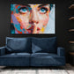 Pop Art Frauen Porträt blauäugiges Gesicht modern Wandbild