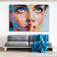 Pop Art Frauen Porträt blauäugiges Gesicht modern Wandbild