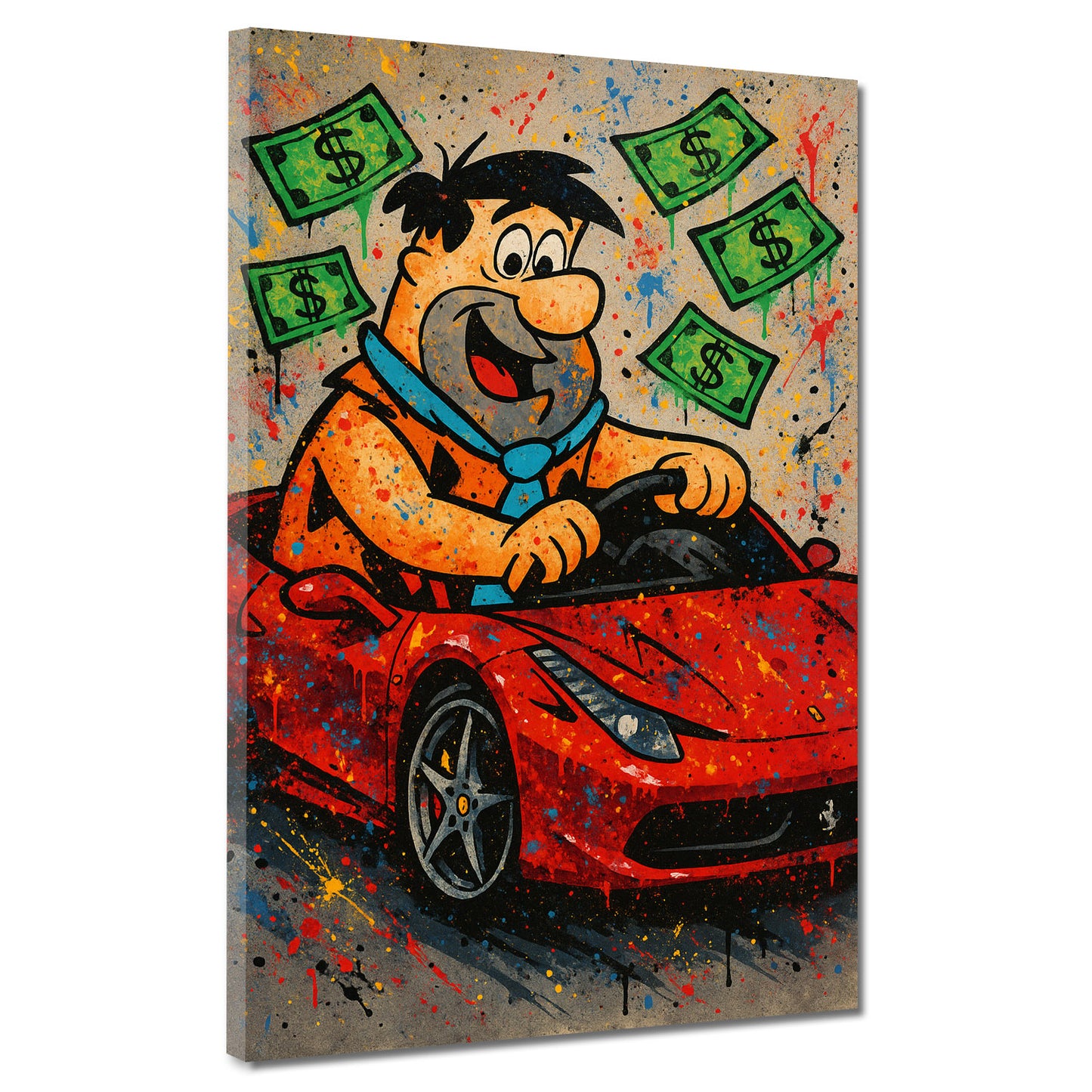 Pop Art Fred Comicfigur im Ferrari Erfolg Wandbild