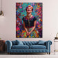 Pop Art Frida Porträt Farbenfreude Lachen Wandbild