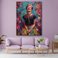 Pop Art Frida Porträt Farbenfreude Lachen Wandbild