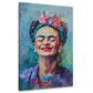 Frida Porträt lächelnd mit Blumenkranz Wandbild