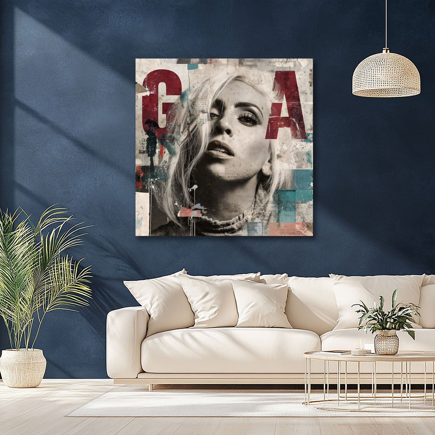 Pop Art Gaga Porträt in schwarz-weiß mit Typografie Wandbild