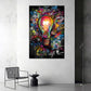 Pop Art Glühbirne in bunter Street Art Graffiti Wandbild