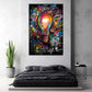 Pop Art Glühbirne in bunter Street Art Graffiti Wandbild