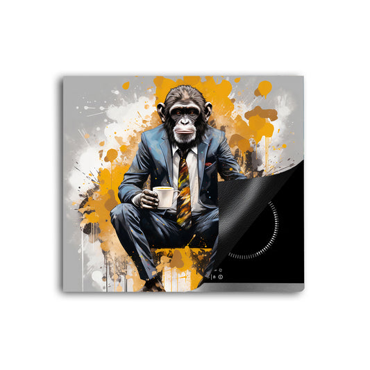 Pop Art Gorilla im Anzug Herdabdeckplatte Induktionsschutz für Ceranfeld & Küche Deko