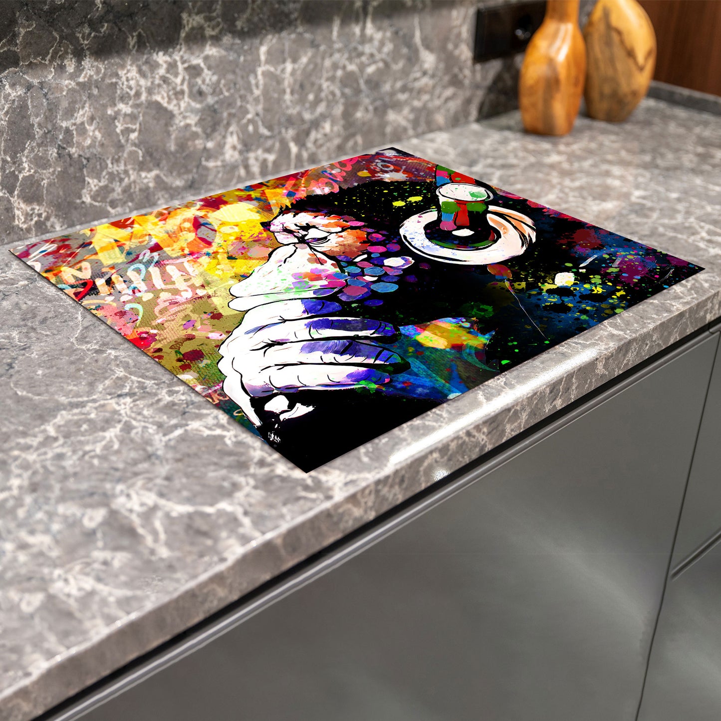 Pop Art Monkey Herdabdeckplatte Induktionsschutz für Ceranfeld & Küche Deko