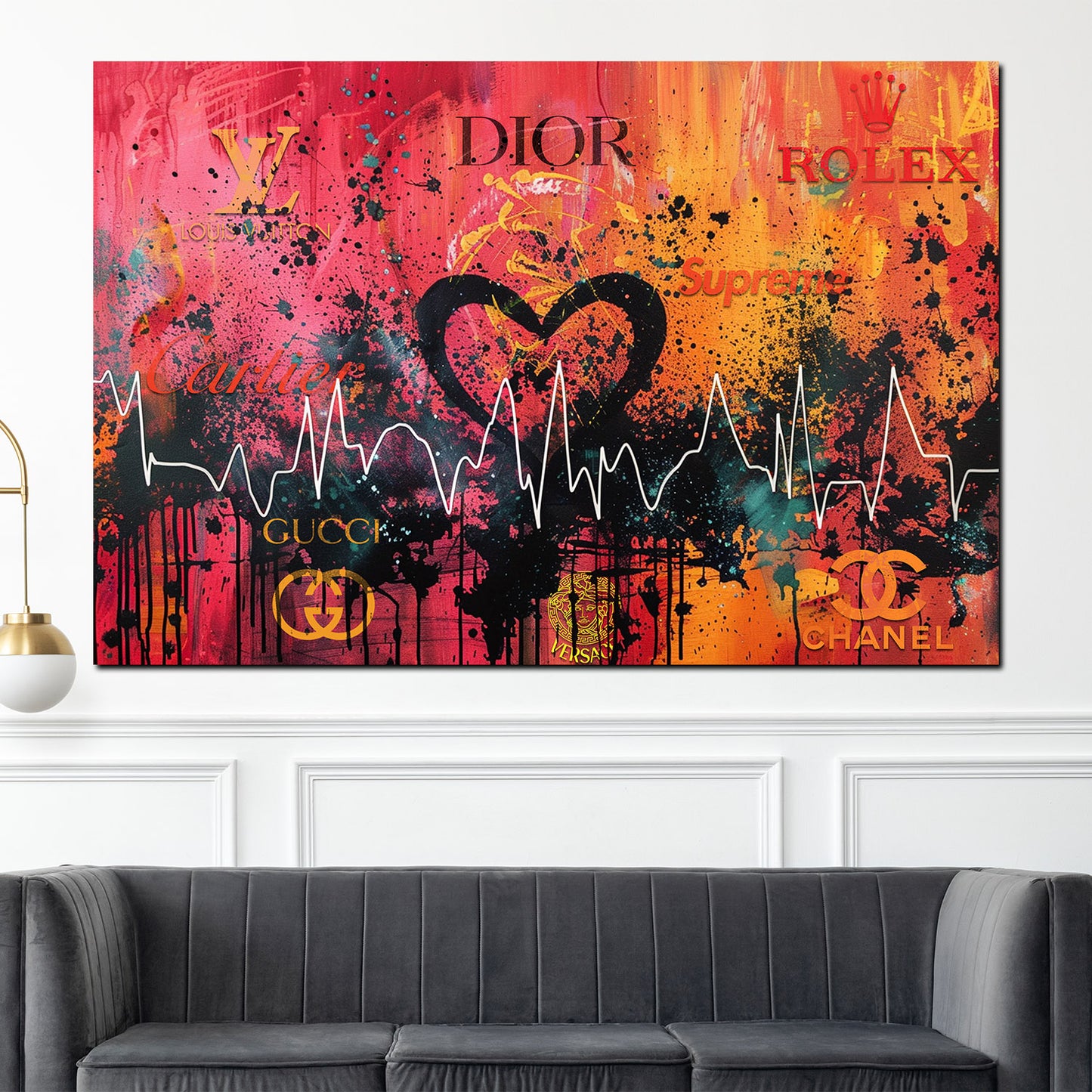 Pop Art Herzschlag Luxus Stil Farbexplosion Wandbild