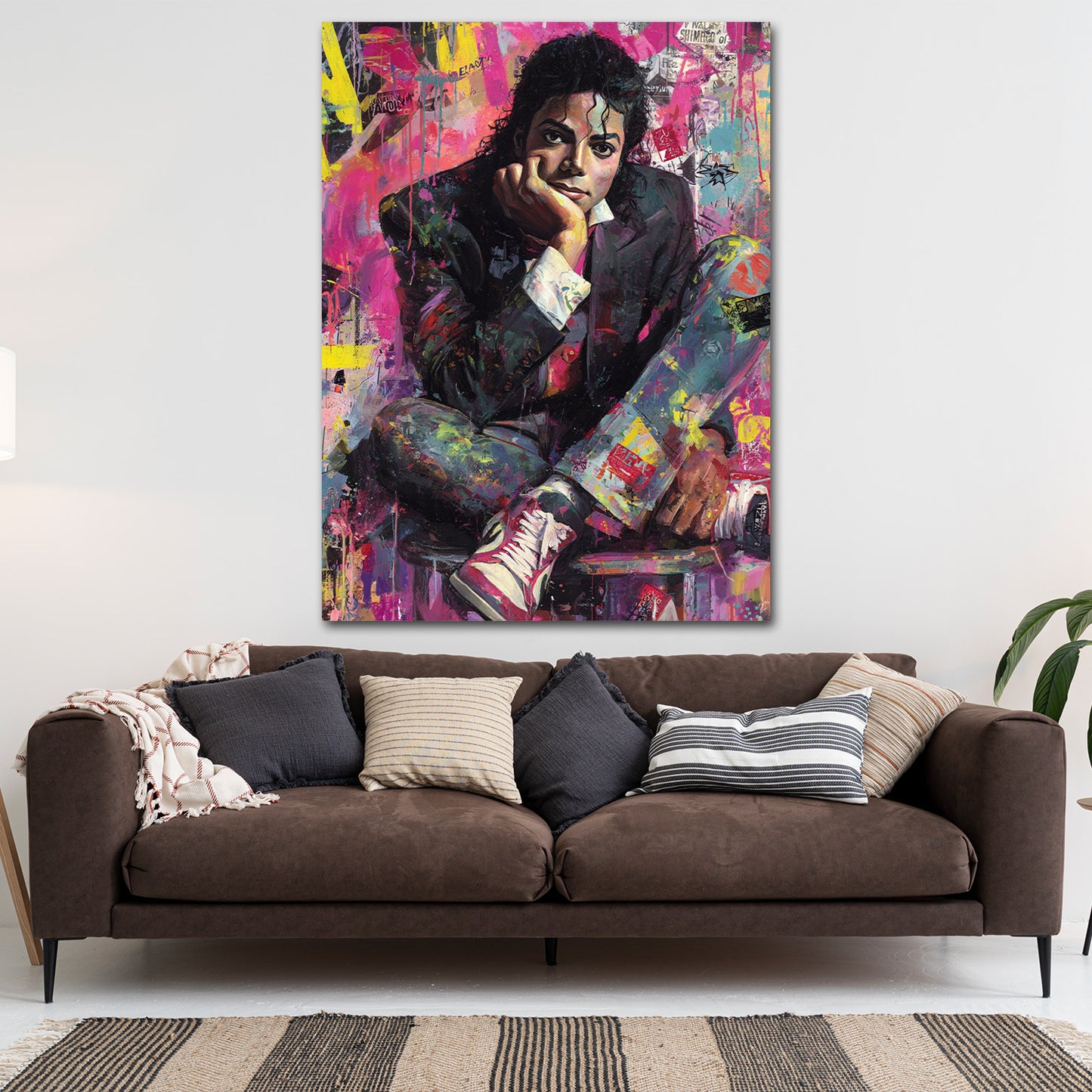 Pop Art Jackson Porträt sitzend Sneakers Wandbild