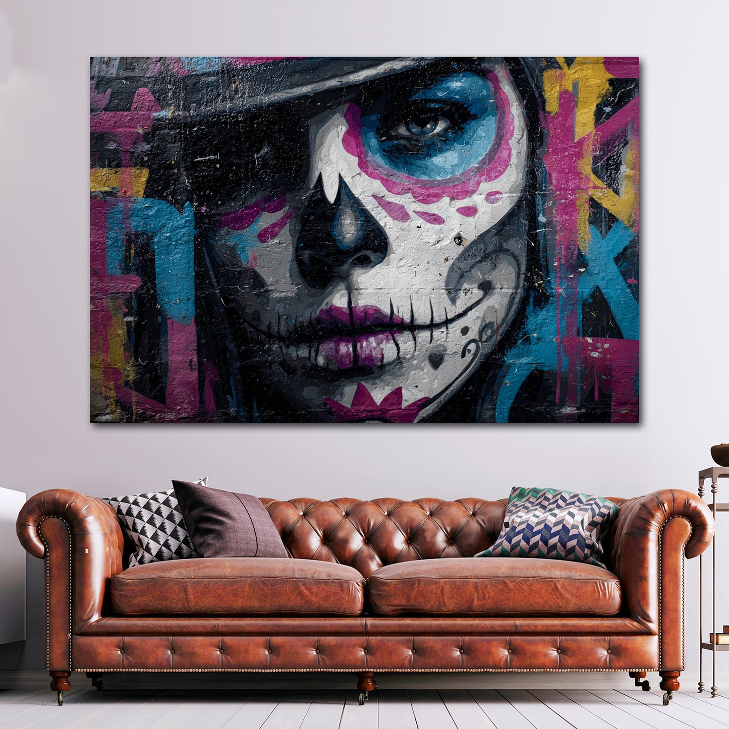 Pop Art La Catrina Porträt Frau Wandbild