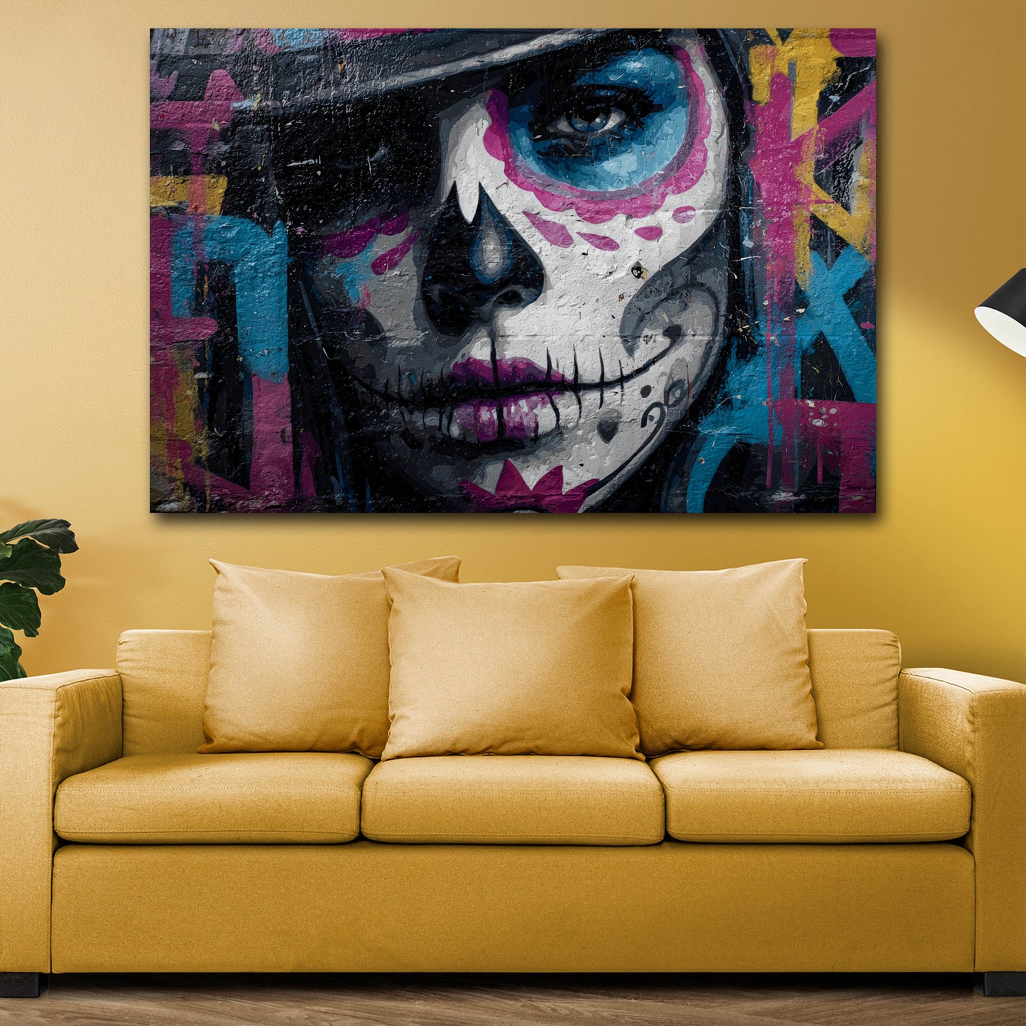 Pop Art La Catrina Porträt Frau Wandbild