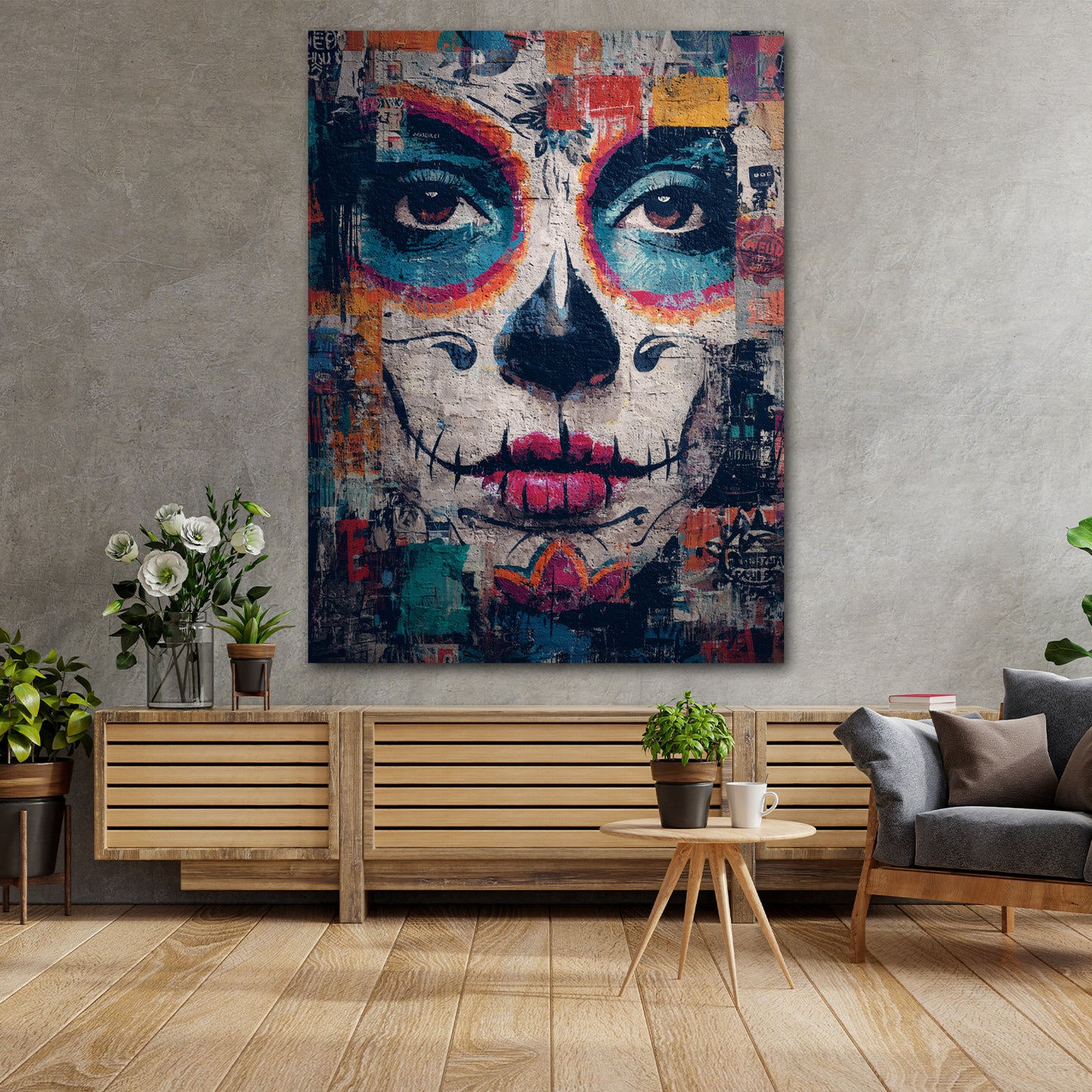 Pop Art La Catrina Porträt Wand Gesicht Wandbild