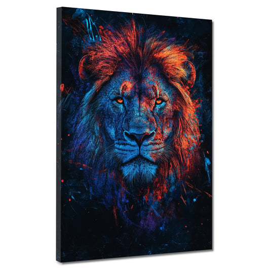 Pop Art Löwe Porträt Feuer Farben Wandbild