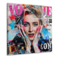 Pop Art Madonna Magazin-Stil Porträt mit leuchtenden Farben Wandbild